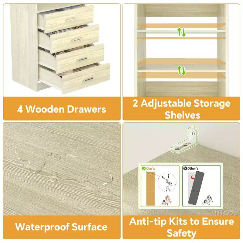 Closet Organizer System with Wood Drawers and Shelves
