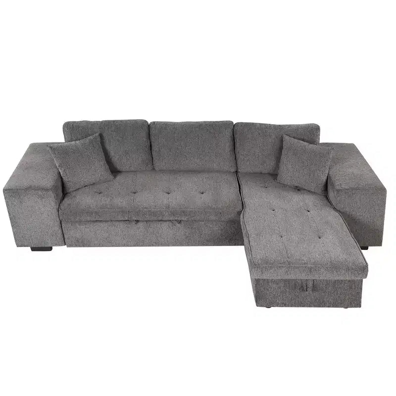 104.5 Reversible L-Shape Sleeper Sectional with Storage Chaise & 2 Stools - Convertible 3-Seat Sofa Bed for Living Room