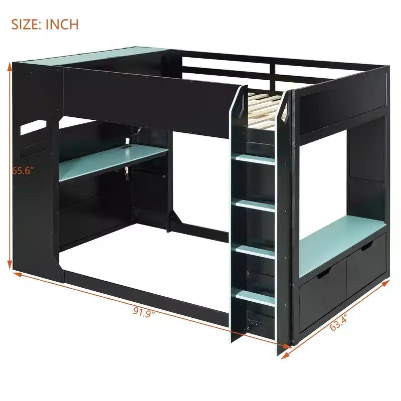 Loft Bed with Height-Adjustable Desk, RGB Lights and Storage, Full Size Space-Saving Bed for Teens & Adults