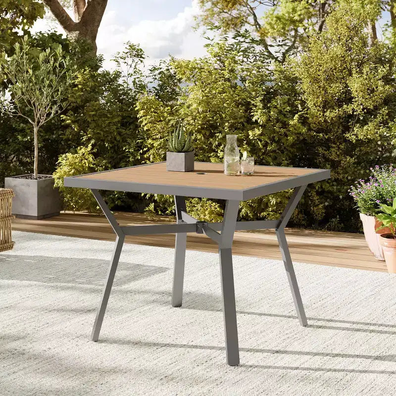 SONGMICS HOME Sencillo Collection - 5 Piece Patio Furniture Set, 4 Dining Chairs, 1 Dining Table, Modern and Transitional Style, Gray and Beige