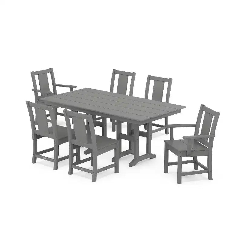 POLYWOOD 7pc Prairie Farmhouse Outdoor Patio Dining Set