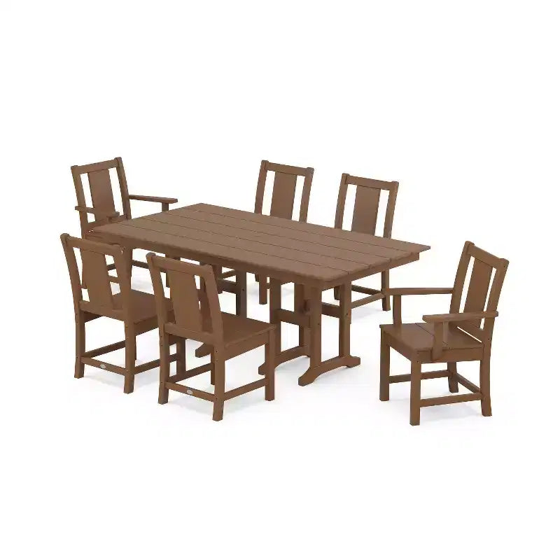POLYWOOD 7pc Prairie Farmhouse Outdoor Patio Dining Set