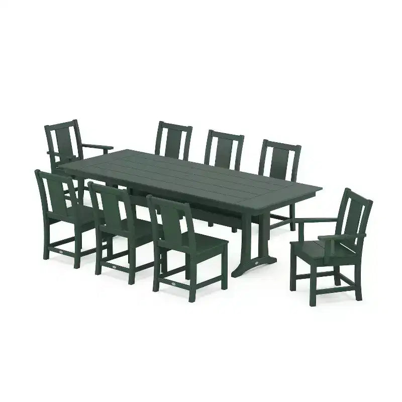 POLYWOOD 9pc Prairie Farmhouse Outdoor Patio Dining Set with Trestle Legs