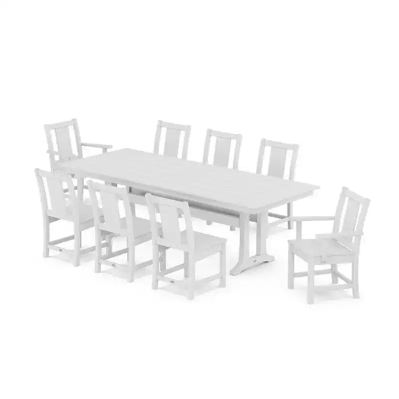 POLYWOOD 9pc Prairie Farmhouse Outdoor Patio Dining Set with Trestle Legs