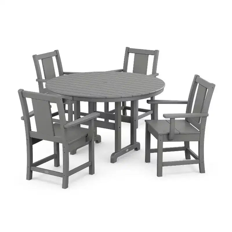 POLYWOOD 5pc Prairie Round Farmhouse Outdoor Patio Dining Set