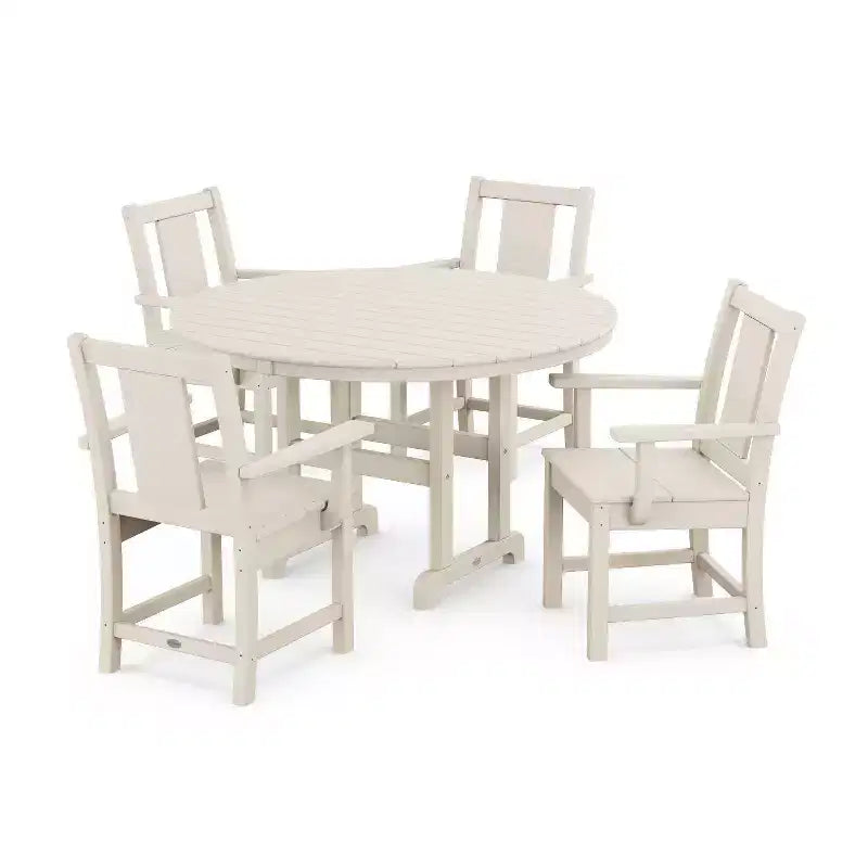 POLYWOOD 5pc Prairie Round Farmhouse Outdoor Patio Dining Set