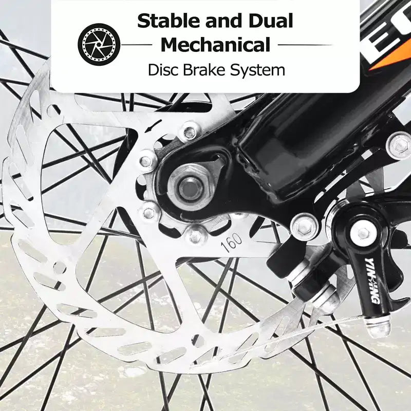 Okak 24IN Fat Tire Bike with Front Suspension, 7-Speed Mountain Bike with Disc Brake and High-Carbon Steel Frame, Trail Bike for Commuting