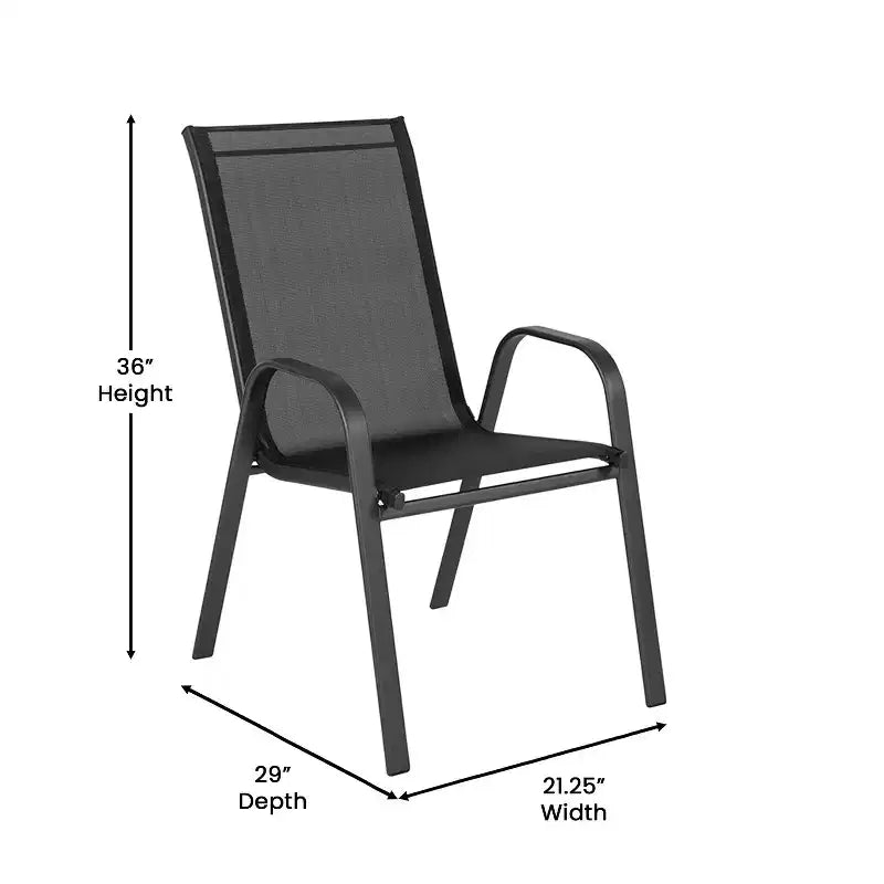 Flash Furniture Brazos 7 Piece Commercial Grade Patio Dining Set with Tempered Glass Patio Table and 6 Chairs with Flex Comfort Material Seats and Backs