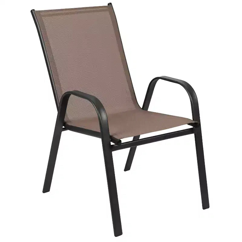 Flash Furniture Brazos 7 Piece Commercial Grade Patio Dining Set with Tempered Glass Patio Table and 6 Chairs with Flex Comfort Material Seats and Backs
