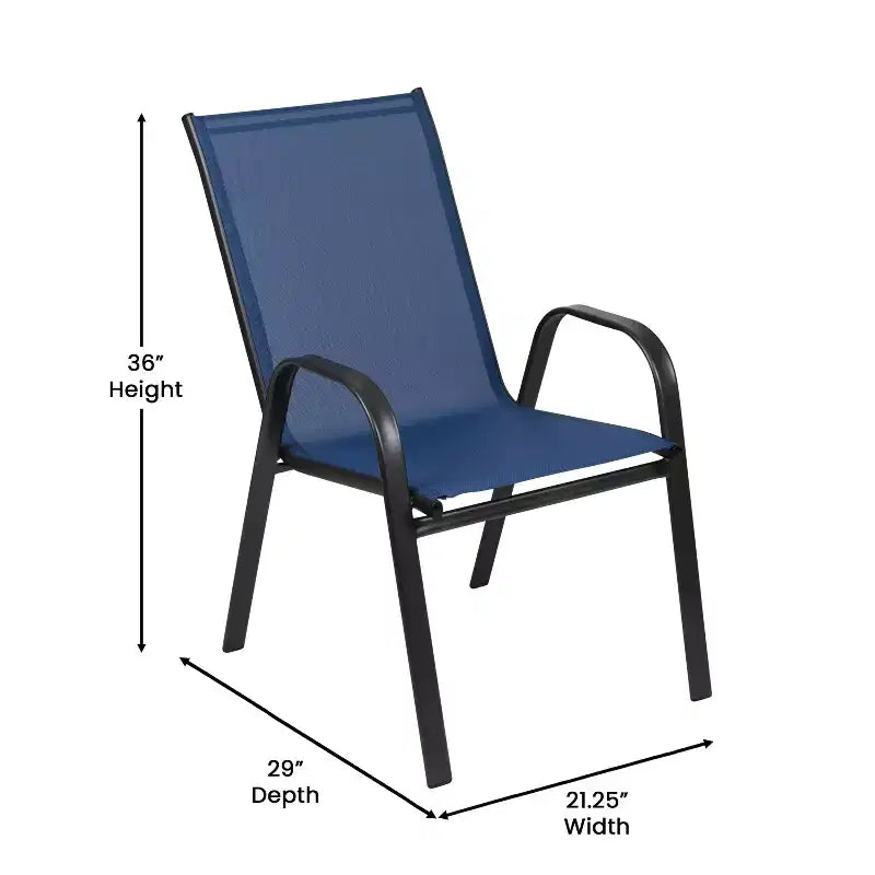 Flash Furniture Brazos 7 Piece Commercial Grade Patio Dining Set with Tempered Glass Patio Table and 6 Chairs with Flex Comfort Material Seats and Backs
