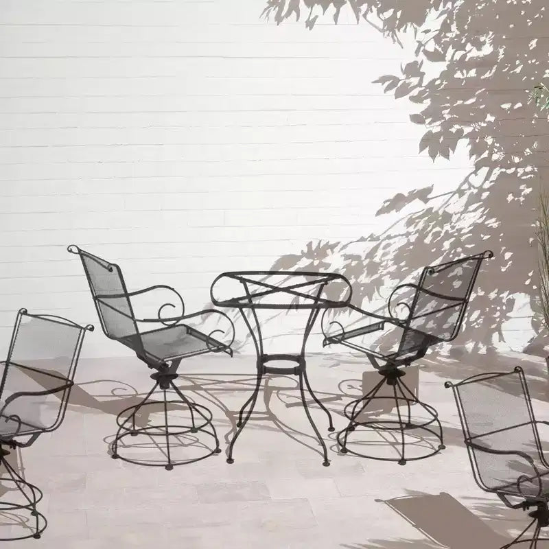Woodard Uptown 3 Piece Steel Bistro and Balcony Set with Swivel Motion Chairs, Table, 250 Pound Weight Capacity, and Powder Coated Finish, Black