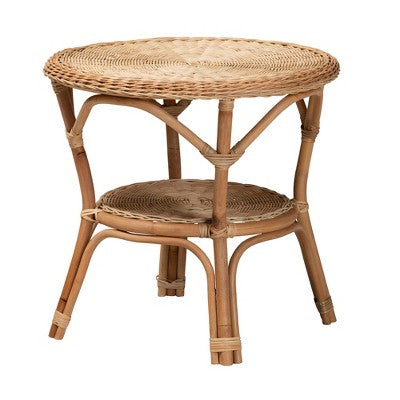 Ensemble de salon 3 pièces Baxton Studio Abbey en rotin antique marron naturel, style bohème moderne