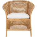 Jessica Rattan Accent Chair W/ Cushion - ACH6519A - White/Honey Brown Wash - Safavieh