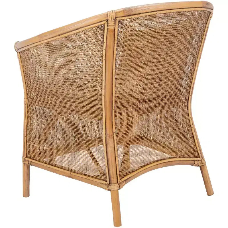 Jessica Rattan Accent Chair W/ Cushion - ACH6519A - White/Honey Brown Wash - Safavieh