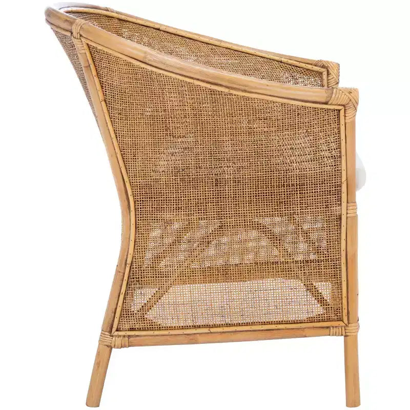 Jessica Rattan Accent Chair W/ Cushion - ACH6519A - White/Honey Brown Wash - Safavieh