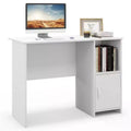 Costway Modern Computer Desk with Cabinet Cable Holes & Open Shelf Storage for Home Office