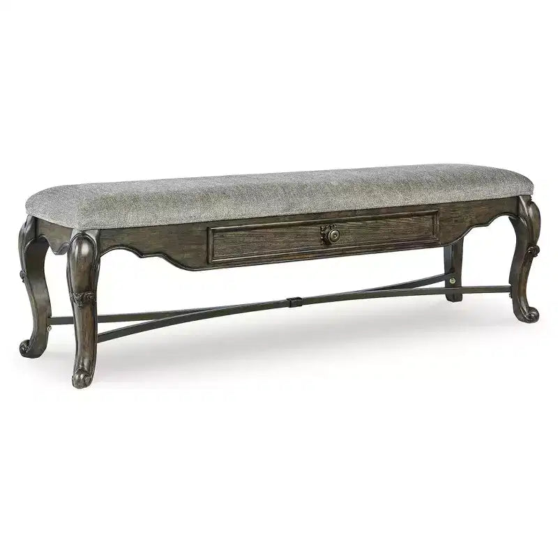 Signature Design by Ashley Maylee 63 Dining Bench, Dark Brown with Storage Drawer and Cushioned Seat