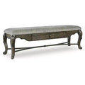 Signature Design by Ashley Maylee 63 Dining Bench, Dark Brown with Storage Drawer and Cushioned Seat