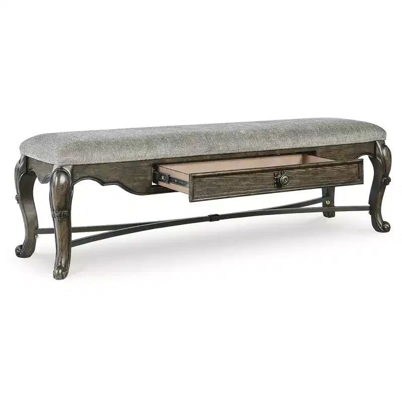 Signature Design by Ashley Maylee 63 Dining Bench, Dark Brown with Storage Drawer and Cushioned Seat
