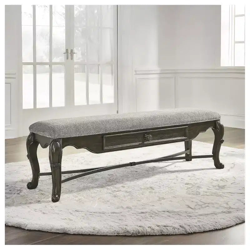 Signature Design by Ashley Maylee 63 Dining Bench, Dark Brown with Storage Drawer and Cushioned Seat