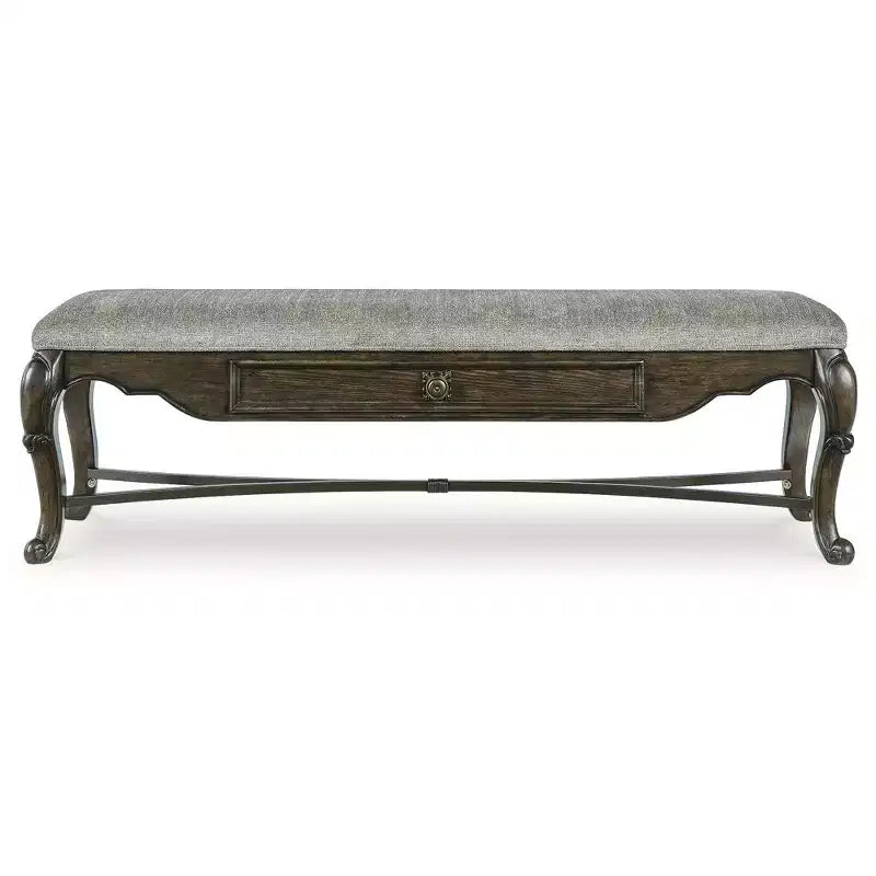 Signature Design by Ashley Maylee 63 Dining Bench, Dark Brown with Storage Drawer and Cushioned Seat