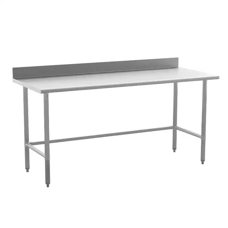 Flash Furniture Reese Commercial Grade 430 Stainless Steel 18 Gauge NSF Certified Open Base Kitchen Prep and Work Table with 4 Backsplash