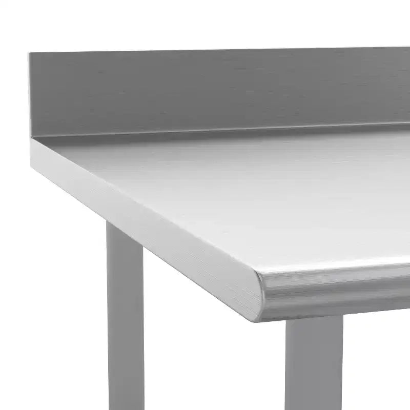 Flash Furniture Reese Commercial Grade 430 Stainless Steel 18 Gauge NSF Certified Open Base Kitchen Prep and Work Table with 4 Backsplash