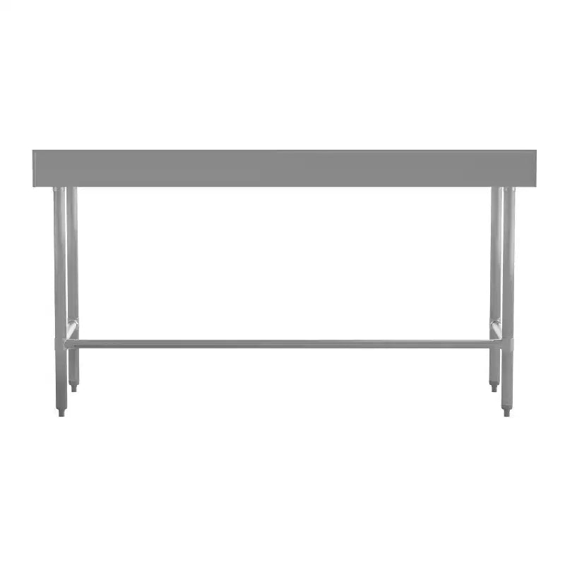 Flash Furniture Reese Commercial Grade 430 Stainless Steel 18 Gauge NSF Certified Open Base Kitchen Prep and Work Table with 4 Backsplash