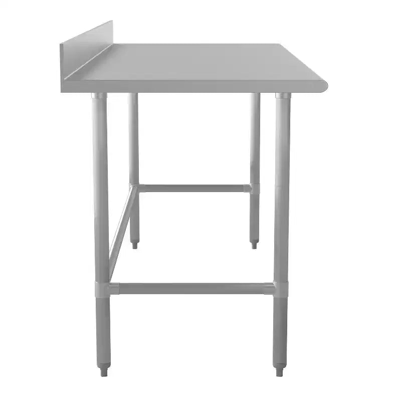 Flash Furniture Reese Commercial Grade 430 Stainless Steel 18 Gauge NSF Certified Open Base Kitchen Prep and Work Table with 4 Backsplash