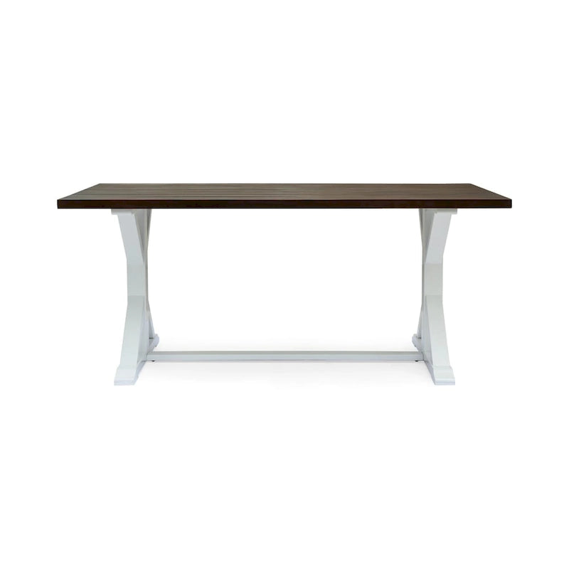 Mesa de Comedor Estilo Granja Marrón Oscuro + Blanco, de Caballete