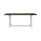 Mesa de Comedor Estilo Granja Marrón Oscuro + Blanco, de Caballete