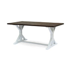 Mesa de Comedor Estilo Granja Marrón Oscuro + Blanco, de Caballete