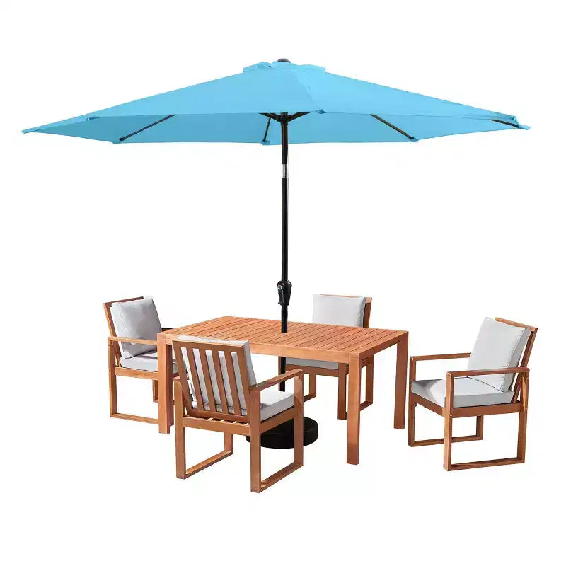Alaterre Furniture 6pc Outdoor Patio Dining Set, Weston Table with 10' Auto Tilt Umbrella