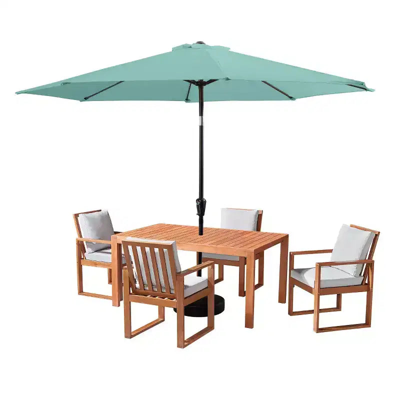Alaterre Furniture 6pc Outdoor Patio Dining Set, Weston Table with 10' Auto Tilt Umbrella