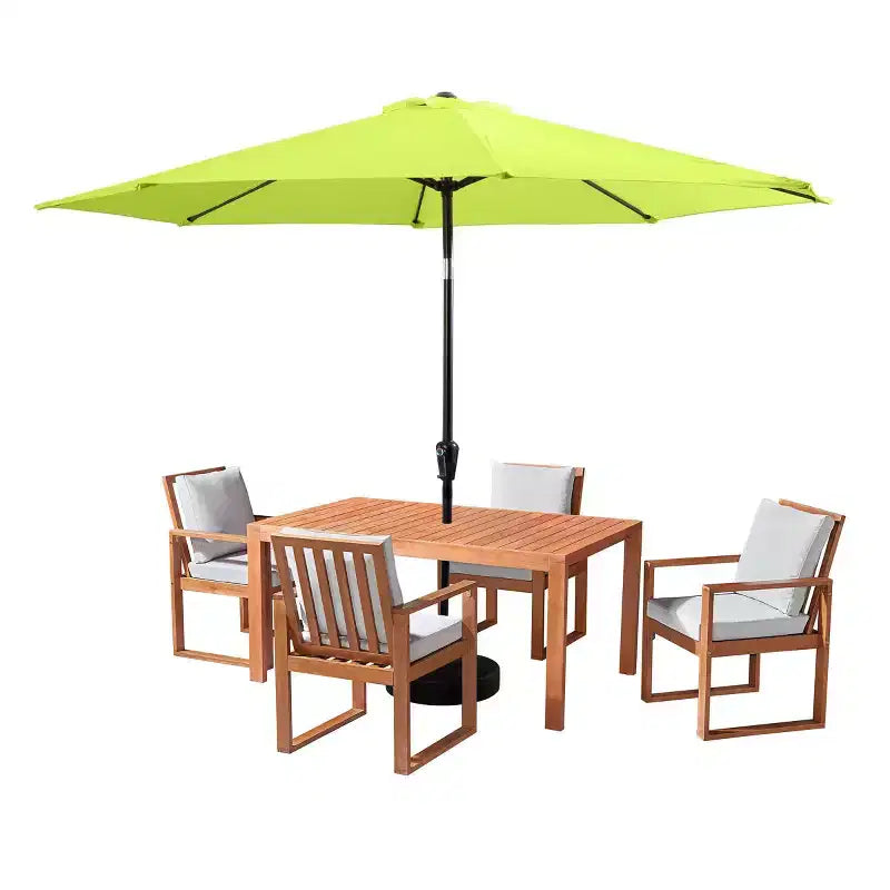 Alaterre Furniture 6pc Outdoor Patio Dining Set, Weston Table with 10' Auto Tilt Umbrella
