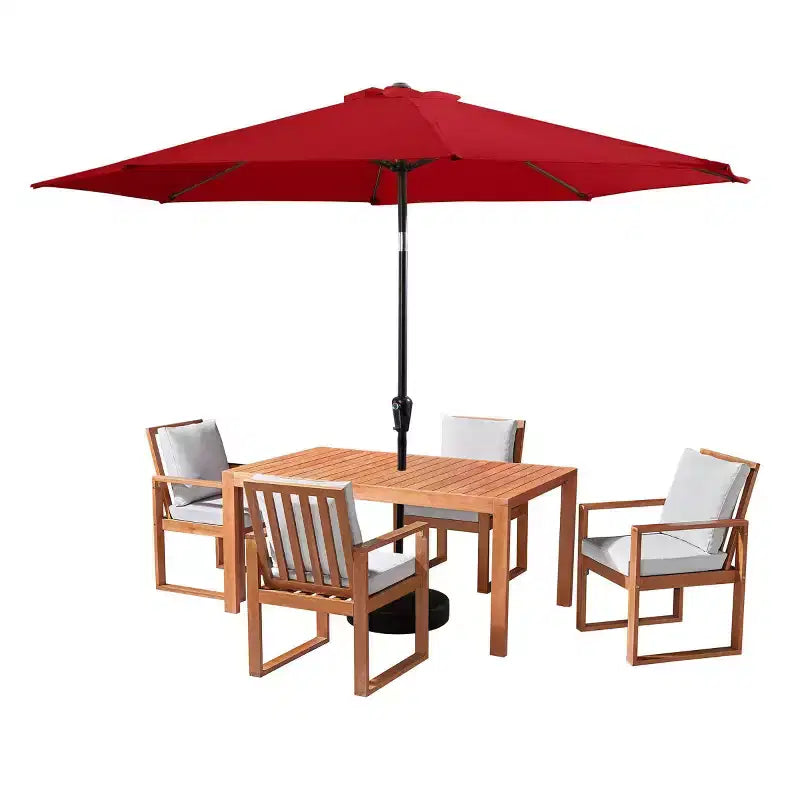 Alaterre Furniture 6pc Outdoor Patio Dining Set, Weston Table with 10' Auto Tilt Umbrella