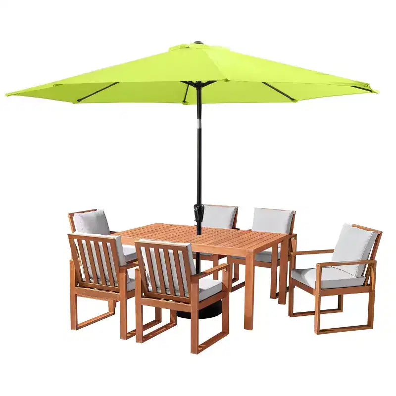 Alaterre Furniture 8pc Outdoor Patio Dining Set, Weston Table with 10' Auto Tilt Umbrella