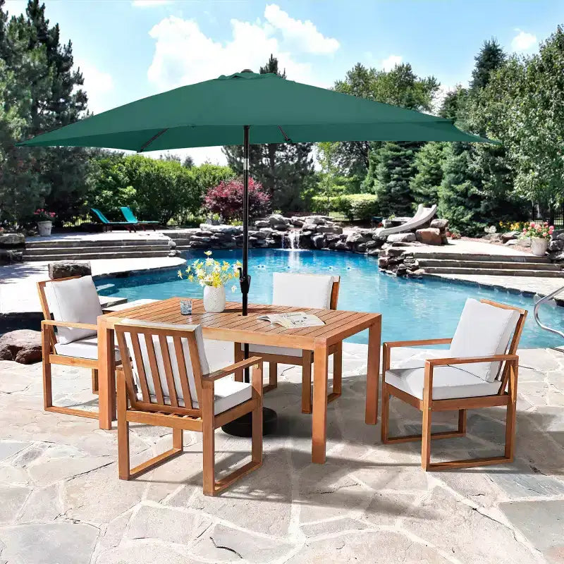 Alaterre Furniture 6pc Outdoor Patio Dining Set, Weston Table with 10' Rectangular Umbrella