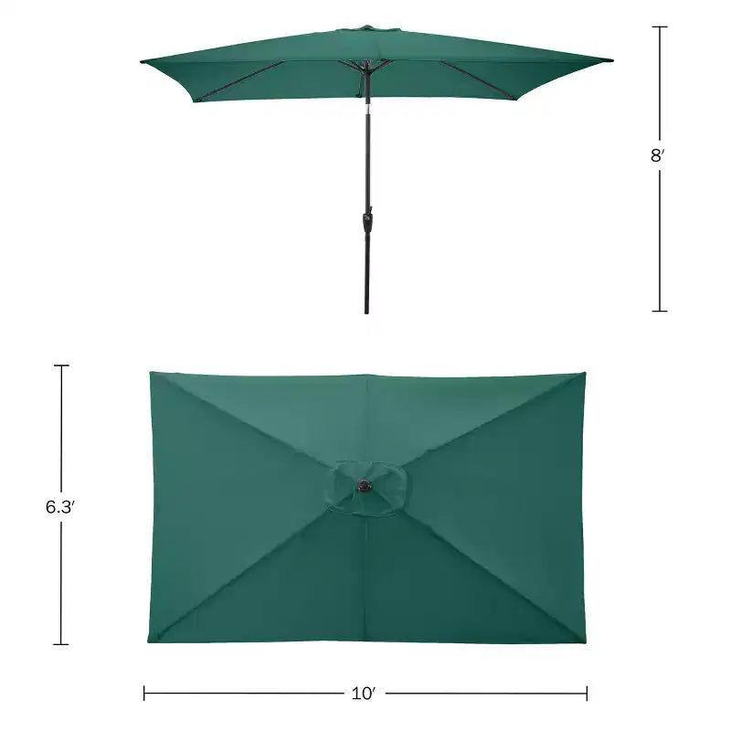 Alaterre Furniture 6pc Outdoor Patio Dining Set, Weston Table with 10' Rectangular Umbrella