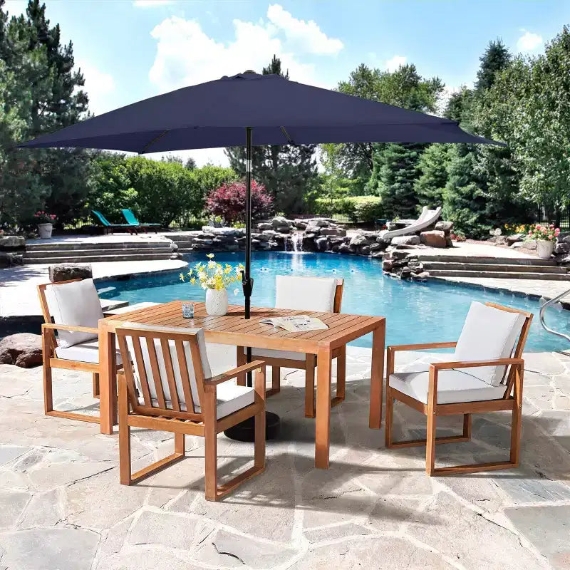 Alaterre Furniture 6pc Outdoor Patio Dining Set, Weston Table with 10' Rectangular Umbrella