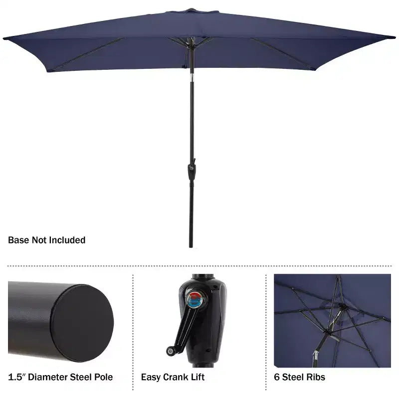 Alaterre Furniture 6pc Outdoor Patio Dining Set, Weston Table with 10' Rectangular Umbrella
