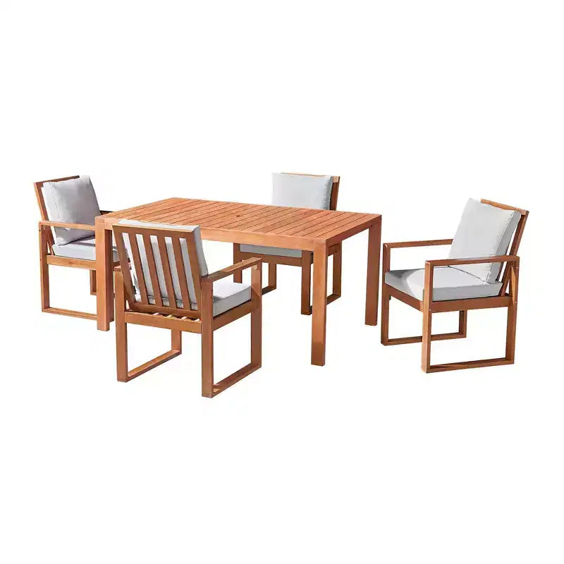 Alaterre Furniture 6pc Outdoor Patio Dining Set, Weston Table with 10' Rectangular Umbrella