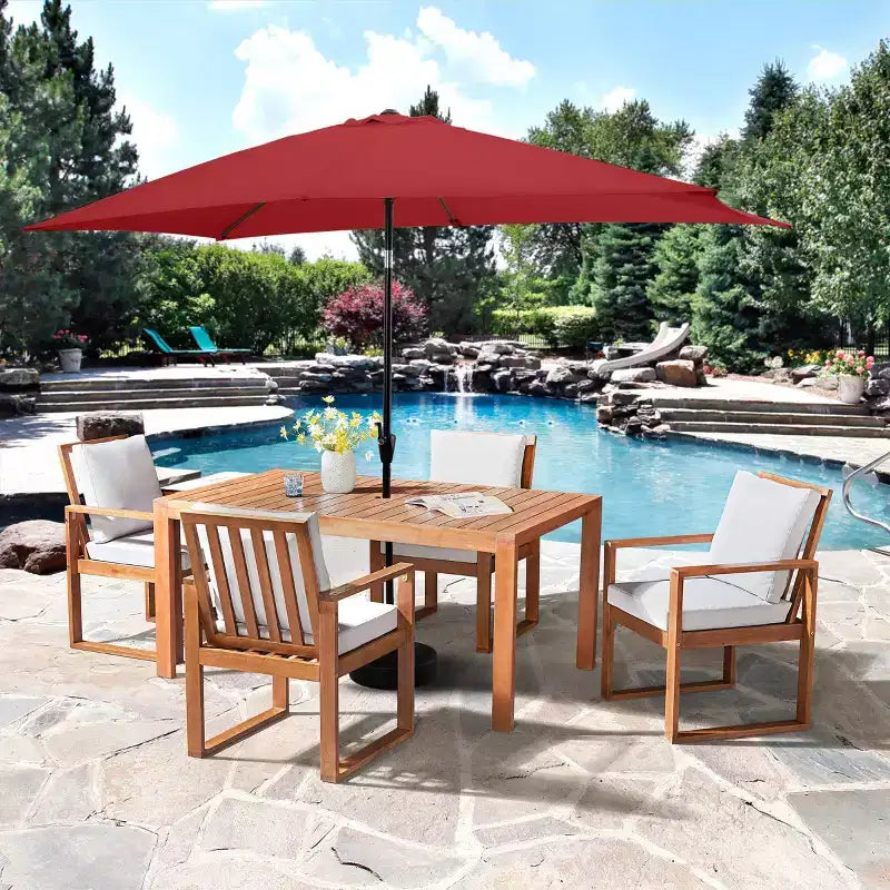 Alaterre Furniture 6pc Outdoor Patio Dining Set, Weston Table with 10' Rectangular Umbrella