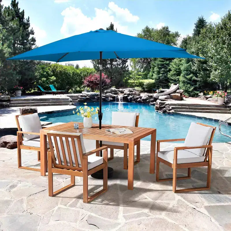 Alaterre Furniture 6pc Outdoor Patio Dining Set, Weston Table with 10' Rectangular Umbrella