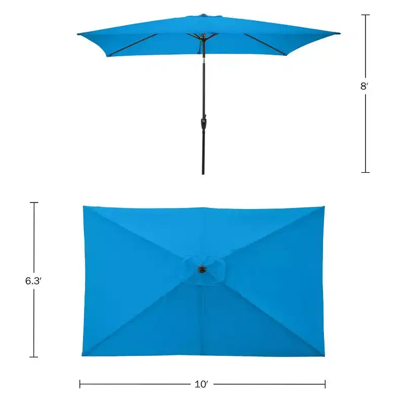 Alaterre Furniture 6pc Outdoor Patio Dining Set, Weston Table with 10' Rectangular Umbrella