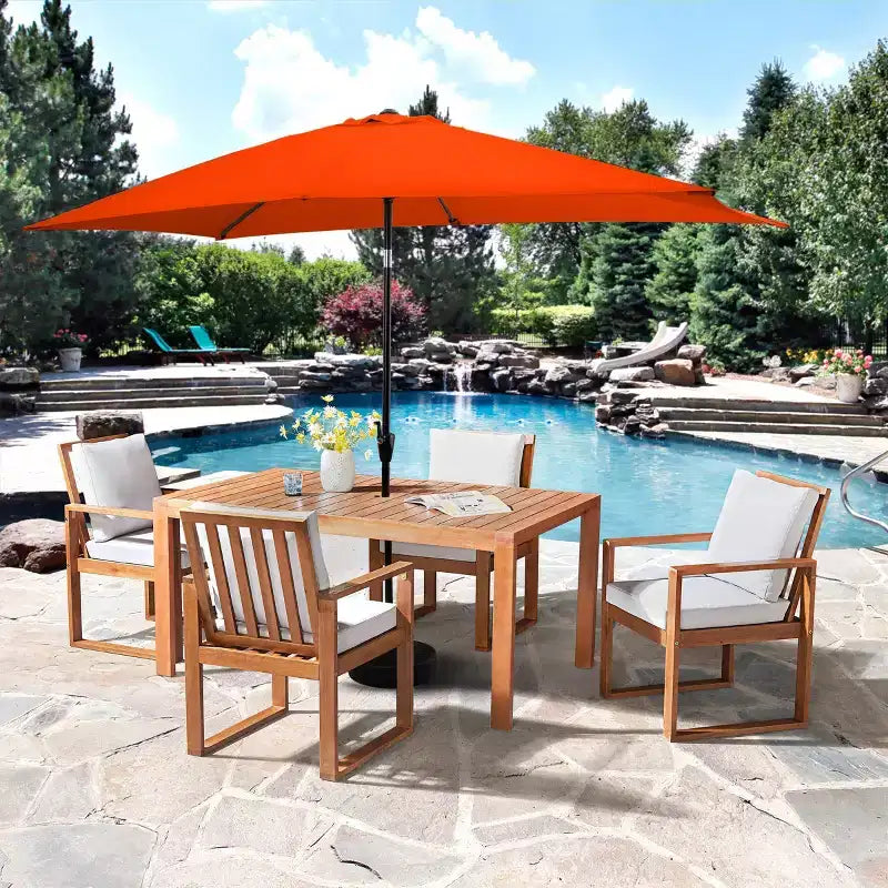 Alaterre Furniture 6pc Outdoor Patio Dining Set, Weston Table with 10' Rectangular Umbrella