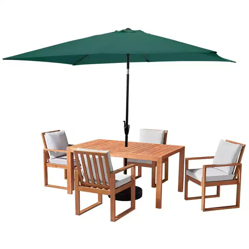 Alaterre Furniture 6pc Outdoor Patio Dining Set, Weston Table with 10' Rectangular Umbrella
