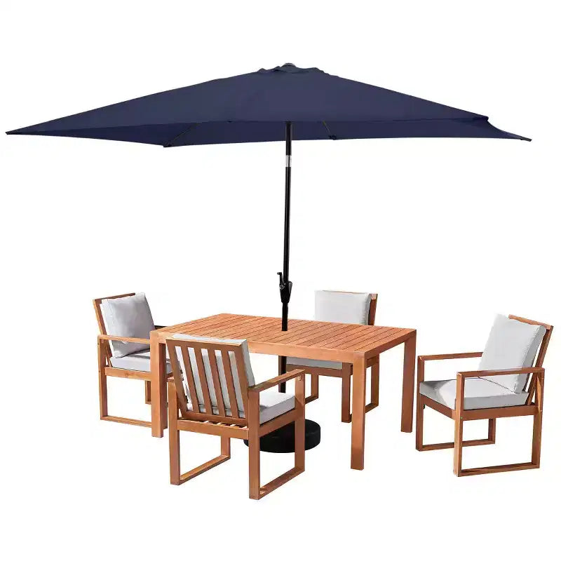 Alaterre Furniture 6pc Outdoor Patio Dining Set, Weston Table with 10' Rectangular Umbrella