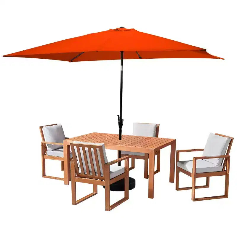 Alaterre Furniture 6pc Outdoor Patio Dining Set, Weston Table with 10' Rectangular Umbrella