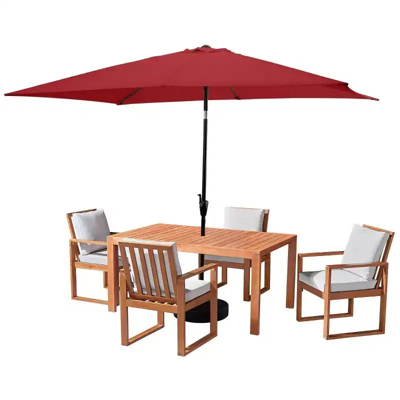 Alaterre Furniture 6pc Outdoor Patio Dining Set, Weston Table with 10' Rectangular Umbrella